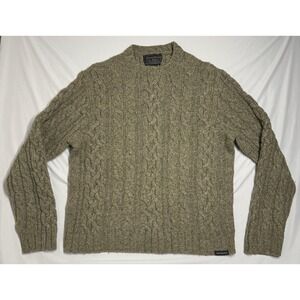 Vintage Abercrombie & Fitch Fisherman Sweater Green CableKnit Wool Blend Size XL